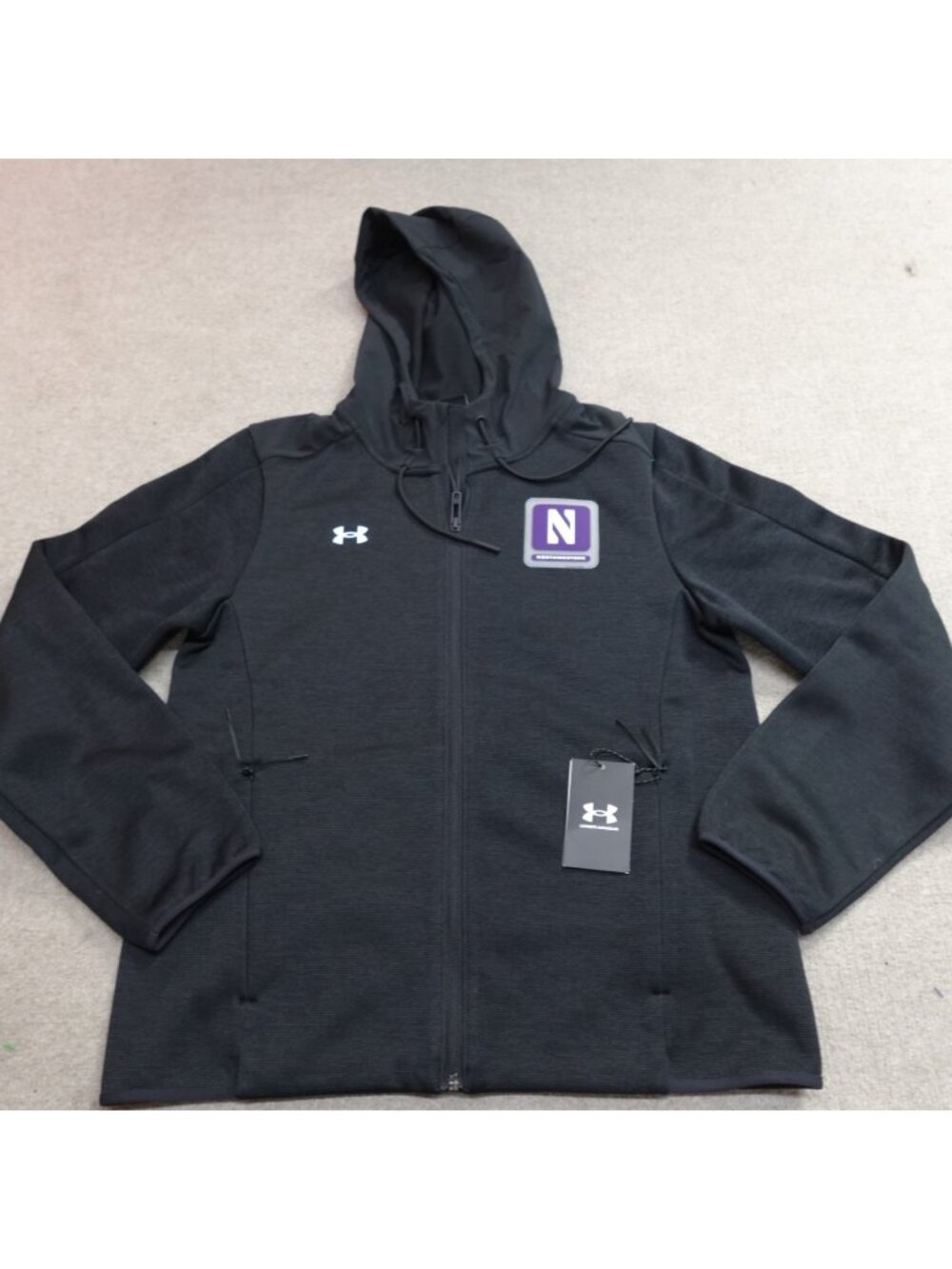 Under Armour Womens Jacket Medium Black Full Zip Storm Northwestern NEW